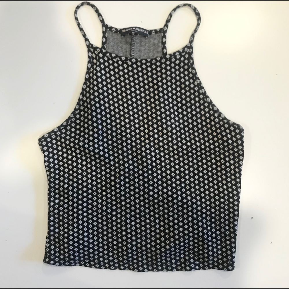Brandy Melville High Neck Patterned Tank Top